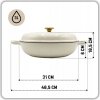 EMALIOWANY GARNEK ŻELIWNY PŁASKI 30cm 3L HAGE CREAM